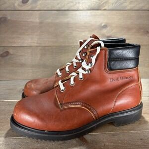 vintage red wing mens size 8 shoes brown leather oxblood soft toe work boots